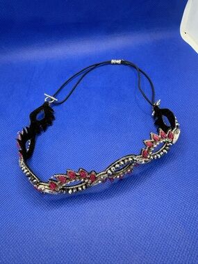 Pink Pewter Statement Necklace Pink Crystal Hematite Gothic Choker